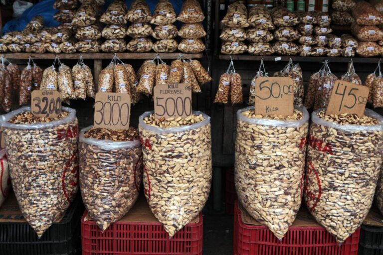 Castanha em mercado em Belém; nem mesmo produtos emblemáticos da Amazônia, como a castanha-do-brasil, conseguem hoje acessar mercados internacionais com fluidez Foto: Felipe Rau/Estadão