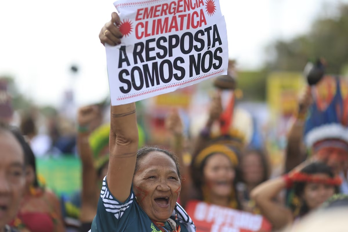 Marcha organizada por lideranças indígenas em Belém durante a COP. Foto: Wilton Junior/Estadão